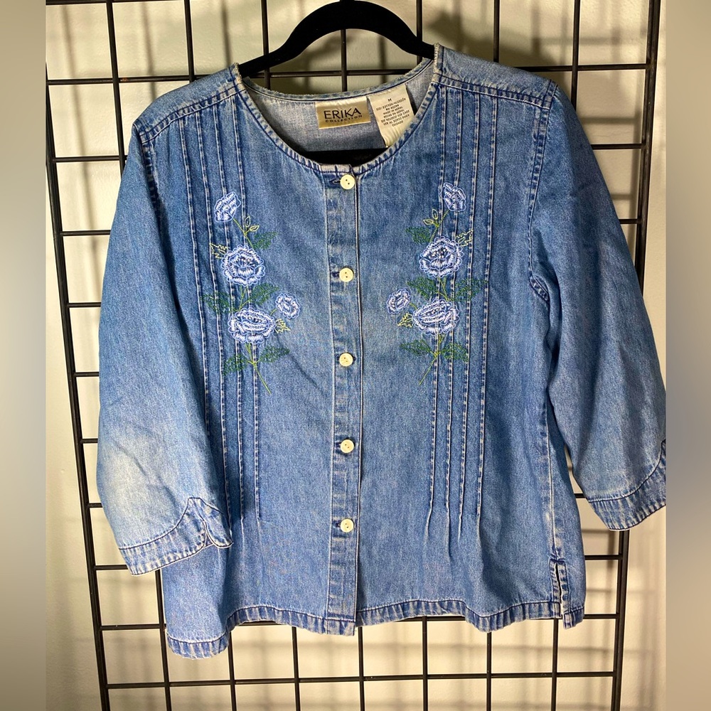 Jean shirt with embroidery by Erika Collection size M